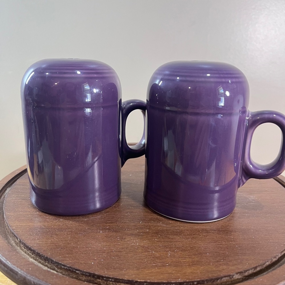 Fiesta Plum Stovetop Salt Pepper Shakers HLC USA Purple Ceramic Vtg Style Set